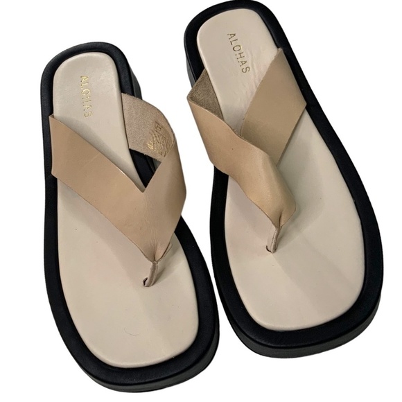 ALOHAS Genuine Leather Platform Flip-flops NWOT MADE IN SPAIN US Sz 10 - 10.5 - Picture 4 of 11
